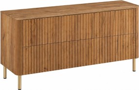 Szafka łazienkowa 120, Dąb craft, blat dąb craft, nogi złote, 120,8 x 44,2 x 65 cm