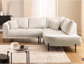 Beżowy narożnik z tkaniny szenilowej (prawostronny/w kształcie litery L) Mauris – Ropez