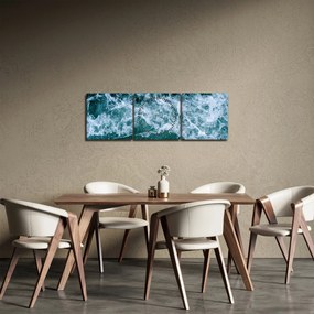 Obraz - Fale oceanu (z zegarem) (90x30 cm)