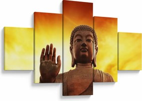 Obraz - Budda z czerwonym i żółtym tłem (125x70 cm)