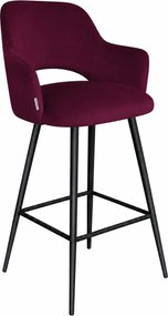 Hoker Milano krzesło barowe tkanina Welur podstawa metalowa : Kolor nogi - Czarna stożek, Kolor tkaniny - VELVET - MG02, Typ siedziska - Siedzisko obrotowe 360°