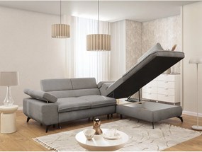 Jasnoszary narożnik z tkaniny szenilowej (prawostronny/w kształcie litery L) Marbeya – Ropez