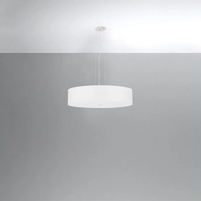 Żyrandole minimalistyczny Kalmaris, tkanina/szkło/stal - 5 źródło światła 4000K - L.50 x H.102 cm - biały