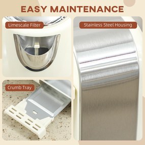 HOMCOM Zestaw czajnika i tostera, 1,7 l, 2200W, termostat Strix, filtr, toster na 4 kromki, 7 poziomów przyrumienienia, szuflada na okruchy