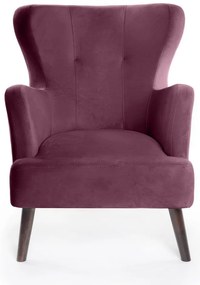 Fioletowy aksamitny fotel typu uszak Noemye – Bonami Selection