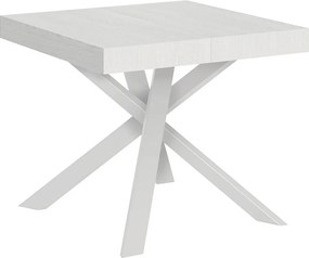 Stół rozkładany 90/194x90 cm Clerk frassino biała nogi białe