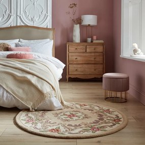 Beżowy wełniany dywan Flair Rugs Aubusson, ⌀ 120 cm