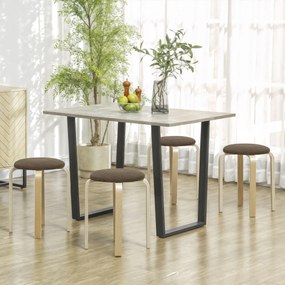 HOMCOM Tapicerowane taborety w zestawie 4, sztaplowane, lakierowane, drewniane nogi, brązowe | Aosom PL