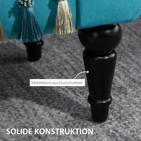 HOMCOM Luksusowa ławka tapicerowana otomana kauczuk poliester kolor niebieski