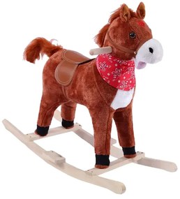 Konik Brązowy Koń na biegunach rży + ruchomy ogon i pysk bujak