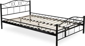 Łóżko Metalowe 140x200 cm ze Stelażem Dwuosobowe GRIFFIN Czarne Loft