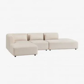Sofa Modułowy Z Lewym Szezlongiem, 3-częściowy Z Otomanką Fogler Sztruks Beż Lniany - Sklum