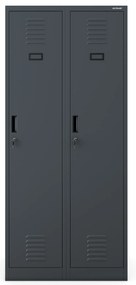 Szafa socjalna BHP ubraniowa czterokomorowa KACPER, 800 x 1800 x 500 mm, antracytowa