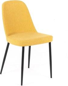Zestaw 4 nowoczesnych żółtych krzeseł z tkaniny "Giglio" z malowanymi metalowymi nogami, 46x55 cm, wys. 85 cm