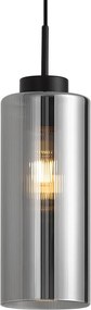 Lampa wisząca Art Deco czarna z przydymionym szkłem do systemu szynowego 1-fazowego - Iconic Laura