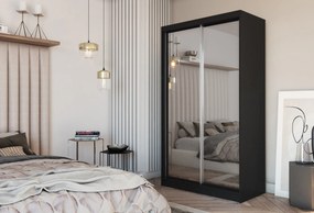 Szafa Przesuwna BELLINA 120 cm z Lustrem Szafa Dwudrzwiowa Czarna