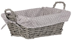 Kosz wiklinowy z tkaniną, szary, 35 x 25 x 13  cm