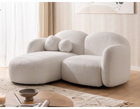 Kremowy narożnik z materiału bouclé (lewostronny/z szezlongiem) Orbit – Ropez