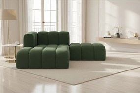 Szezlong z pufą Grand, tkanina Salvador, Zielony, Lewy