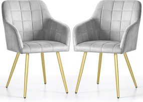 Zestaw 2 szarych krzeseł tapicerowanych welurem D8-P11