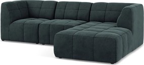 Niebieski aksamitny narożnik (prawostronny/z szezlongiem) Aloha – Makamii