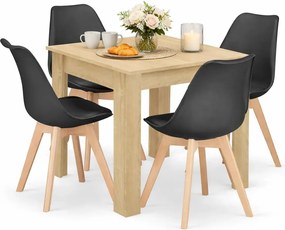 Zestaw skandynawski stół dąb sonoma i 4 czarne krzesła Z3-G04