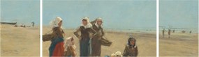 Obraz - Eugène Boudin, Women on the Beach at Berck, reprodukcje (170x50 cm)