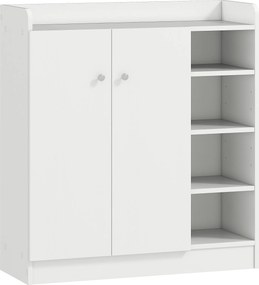 HOMCOM Szafka na buty, Komoda na buty, Półka na buty, 4 Półki. 1 Szafa, 83 cm x 30 cm x 90 cm, Biały