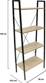 Wysoki regał stojący w stylu loft Cilyan L czarny