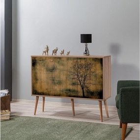 Komoda z płyty wiórowej pokrytej melaminą – 120 x 90 x 36 cm – dąb Sonoma