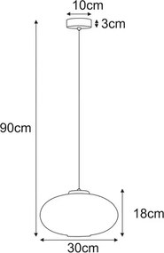 Wisząca lampa z dużym ryflowanym kloszem biała K8-R16
