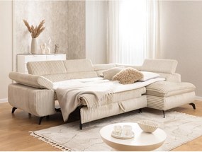 Beżowy sztruksowy narożnik (prawostronny/w kształcie litery L) Marbeya – Ropez