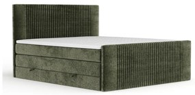 Ciemnozielone łóżko kontynentalne ze schowkiem 200x200 cm Bergamo – Maison de Rêve