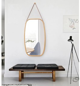 Wiszące lustro z bambusową ramą Lemi 3, 43 x 1,5 x76 cm