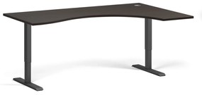 Stół z regulacją wysokości, 1 silnik, 745 - 1235 mm, ergonomiczny L/P, blat 1800 x 1200 mm, podstawa czarna, wenge