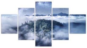 Obraz lasu we mgle (125x70 cm)