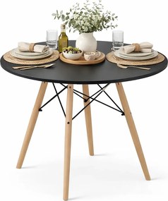 Czarny okrągły skandynawski stół kuchenny T6-A66