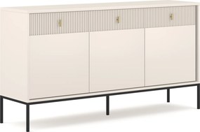 Komoda z ryflowanymi wstawkami Marcos 154 cm kaszmir, czarne nóżki