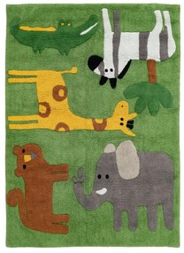 Zielony bawełniany dywan dziecięcy odpowiedni do prania 100x135 cm Animals – Ixia