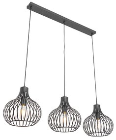Nowoczesna lampa wisząca czarna 3-światłowa - Saffira Nowoczesny Oswietlenie wewnetrzne