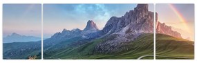 Obraz tęczy nad skałami (170x50 cm)