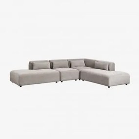 Sofa Modułowy Narożny 4-częściowy Z Podwójnym Szezlongiem Fogler Sztruks Jasny Szary Taupe - Sklum