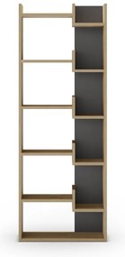 Czarny regał w dekorze dębu 60,5x162 cm Klapo – Marckeric