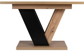 Zestaw Stół Prostokątny Rozkładany CLARK 120-160 cm Dąb Artisan/Czarny i 4 Krzesła Tapicerowane do Jadalni RIO Beżowe Welurowe