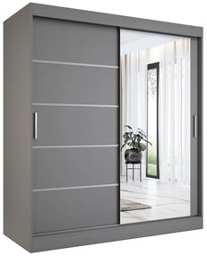 Antracytowa szafa przesuwna 180 cm - Marmos 5X