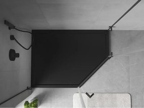 Mexen Flow brodzik pięciokątny slim lewy 100 x 80 cm, czarny mat - 46P708010L