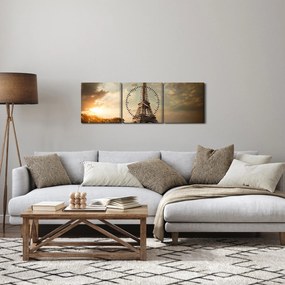 Obraz - Wieża Eiffla, Paryż, Francja (z zegarem) (90x30 cm)