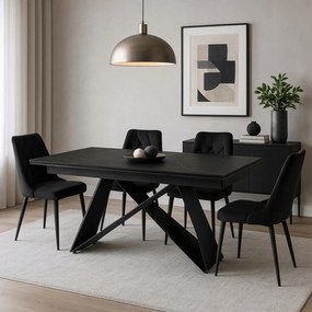 Stół Rozkładany Prostokątny VICTOR 160-240 cm Ceramiczny Czarny do Jadalni Nowoczesny Loft