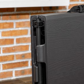 Outsunny Stół na Zewnątrz, Stół Ogrodowy, dla 4 Os., Składany, Regulowana Wysokość, Wygląd Drewna, Szary+Czarny, 118 x 60 x 74 cm