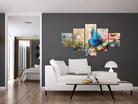 Obraz - Malowanie kwiatów i motyli (125x70 cm)